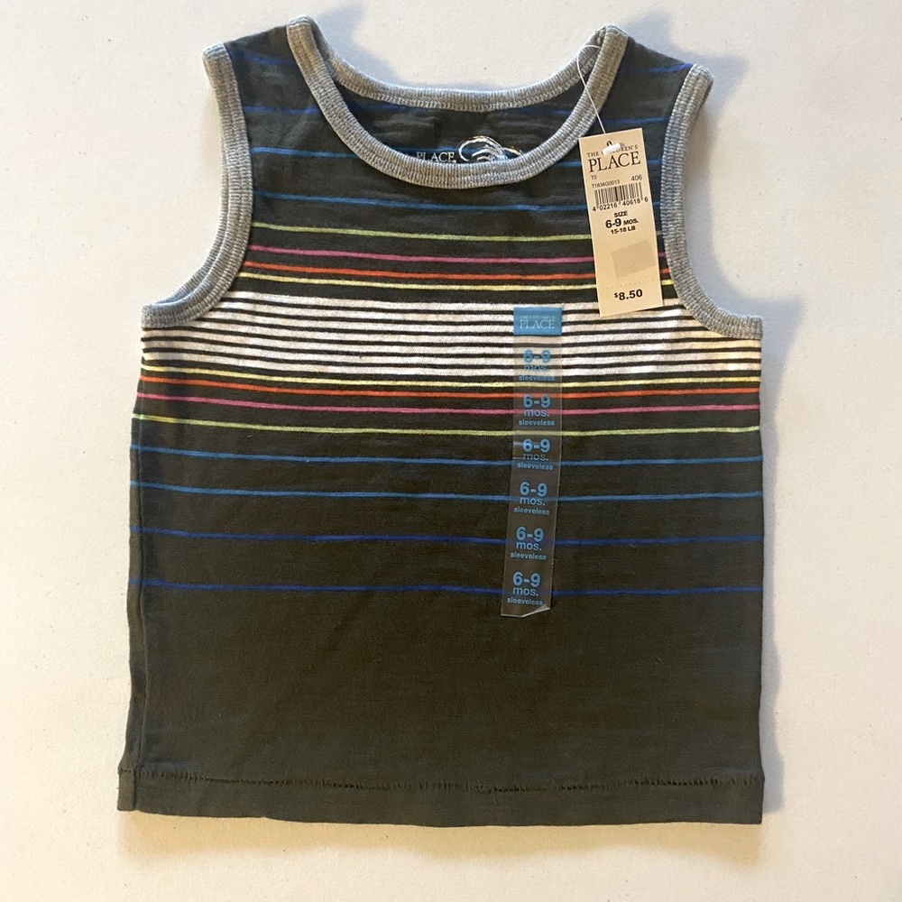 The Children’s Place Gray Multicolor Striped Tank Top
